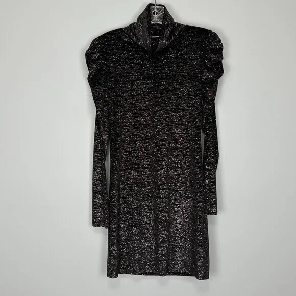 Misa Los Angeles Womens Stormi Mini Dress Black Metallic Long Sleeves size Small - Picture 4 of 15